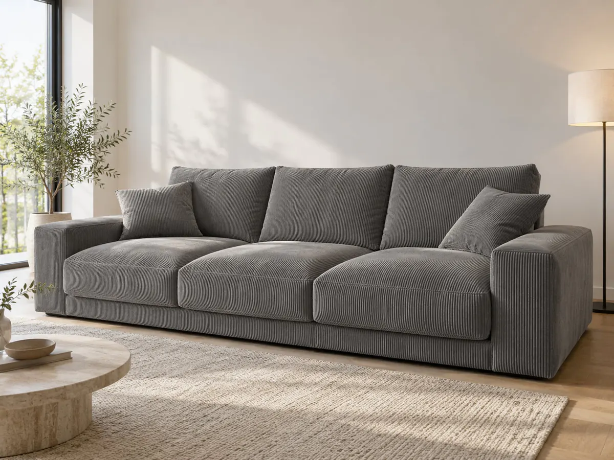 big-sofa Big Sofa Evora grau Microfaser von POCO in Grau in einem hellen Wohnzimmer