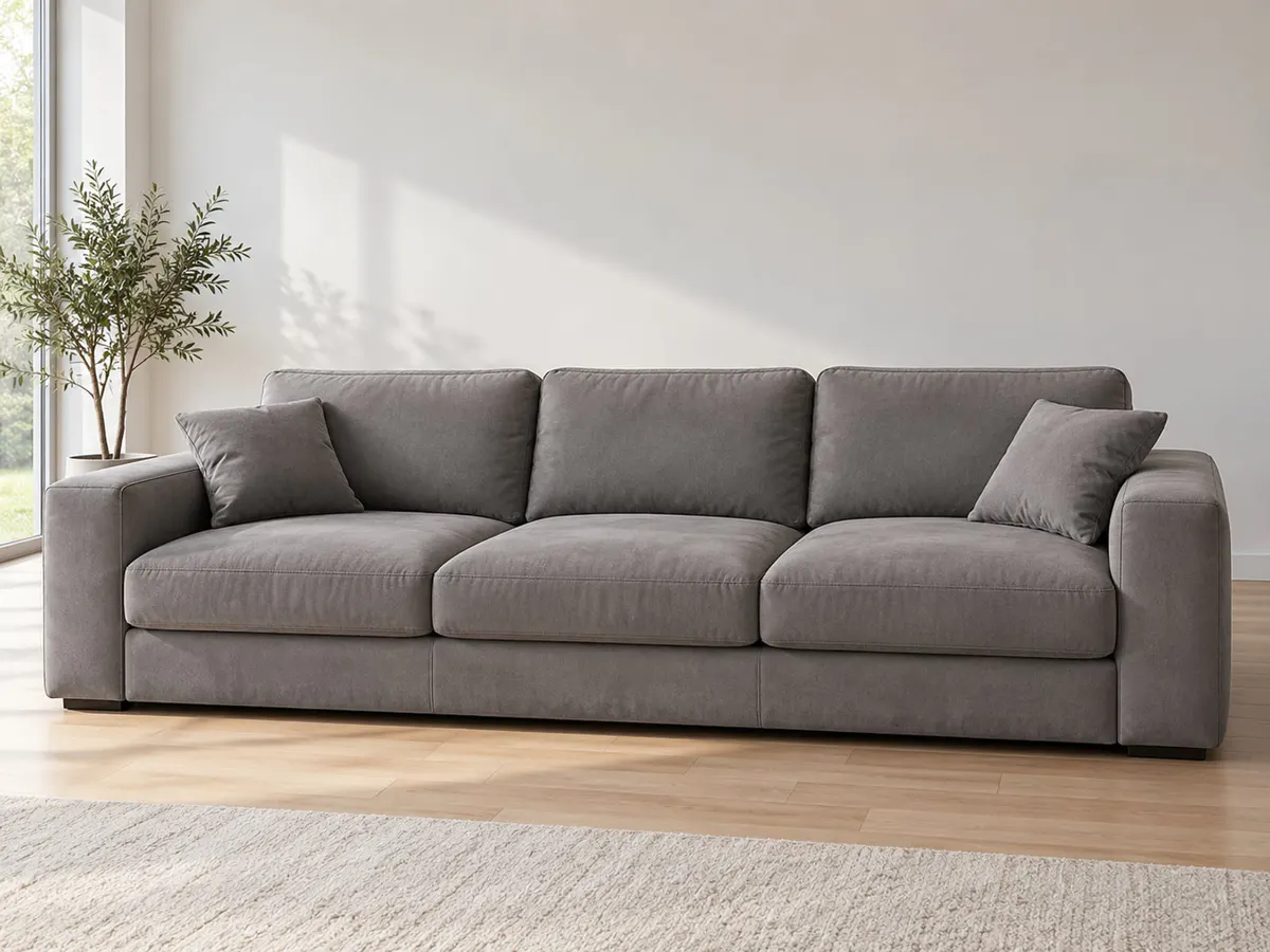 big-sofa Big Sofa Glenn grau Microfaser von POCO in Grau in einem hellen Wohnzimmer