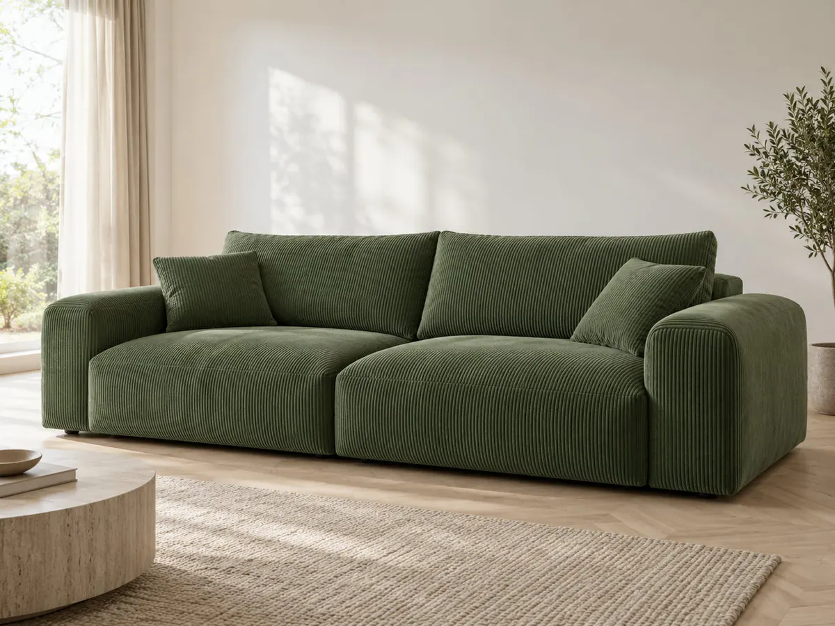 big-sofa Big Sofa Logan grün Microfaser von POCO in Grün in einem hellen Wohnzimmer