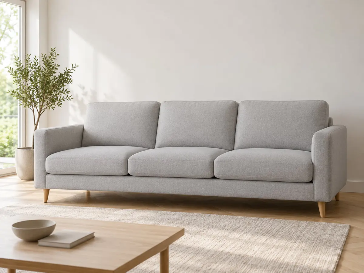 3-sitzer Sofa Falun hellgrau von POCO in Hellgrau in einem hellen Wohnzimmer