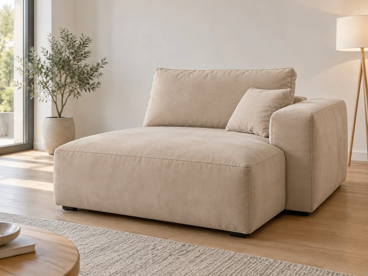wohnlandschaft Wohnlandschaft Sara U beige Microfaser von POCO in Beige in einem hellen Wohnzimmer