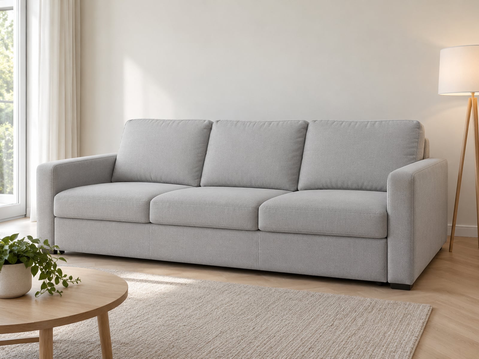 schlafsofa Schlafsofa 833-663 hellgrau von HOMCOM in Hellgrau in einem hellen Wohnzimmer