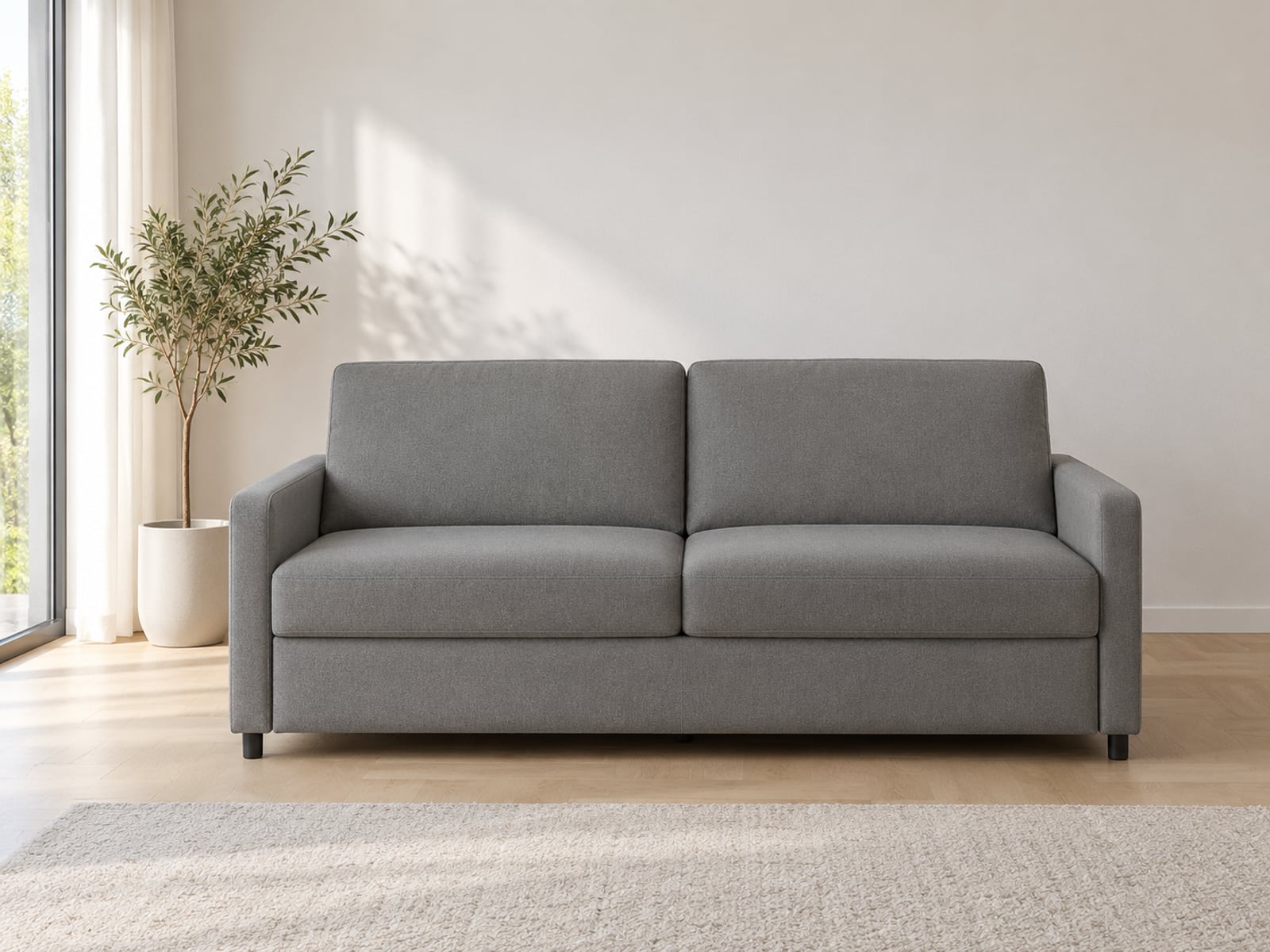 schlafsofa Schlafsofa 839-214GY grau von HOMCOM in Grau in einem hellen Wohnzimmer