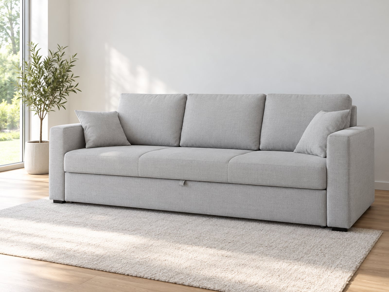 schlafsofa Schlafsofa Alicante hellgrau Webstoff von POCO in Hellgrau in einem hellen Wohnzimmer